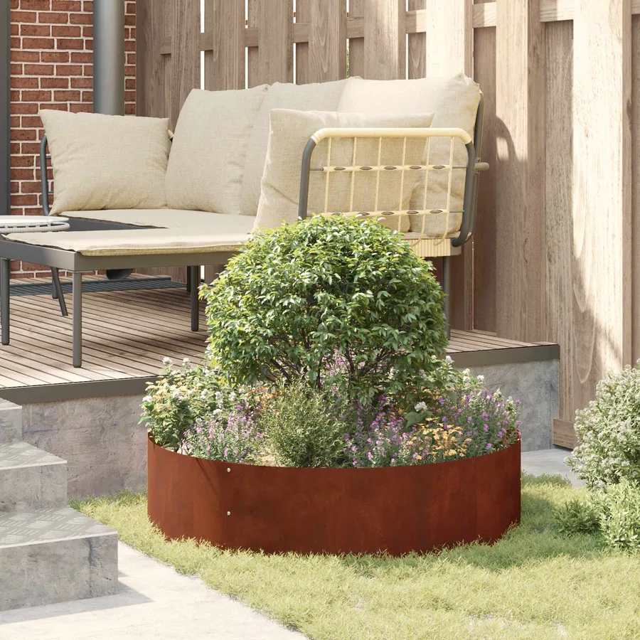 Anneau de jardinière 5 pc Rouillé 80 x 80 x 20 cm Acier patiné - 4