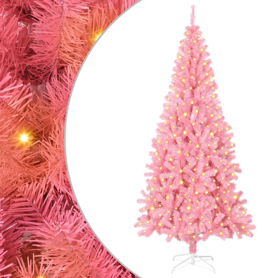 Sapin de Noël avec 300 LED avec support Rose 180 cm PVC - 2