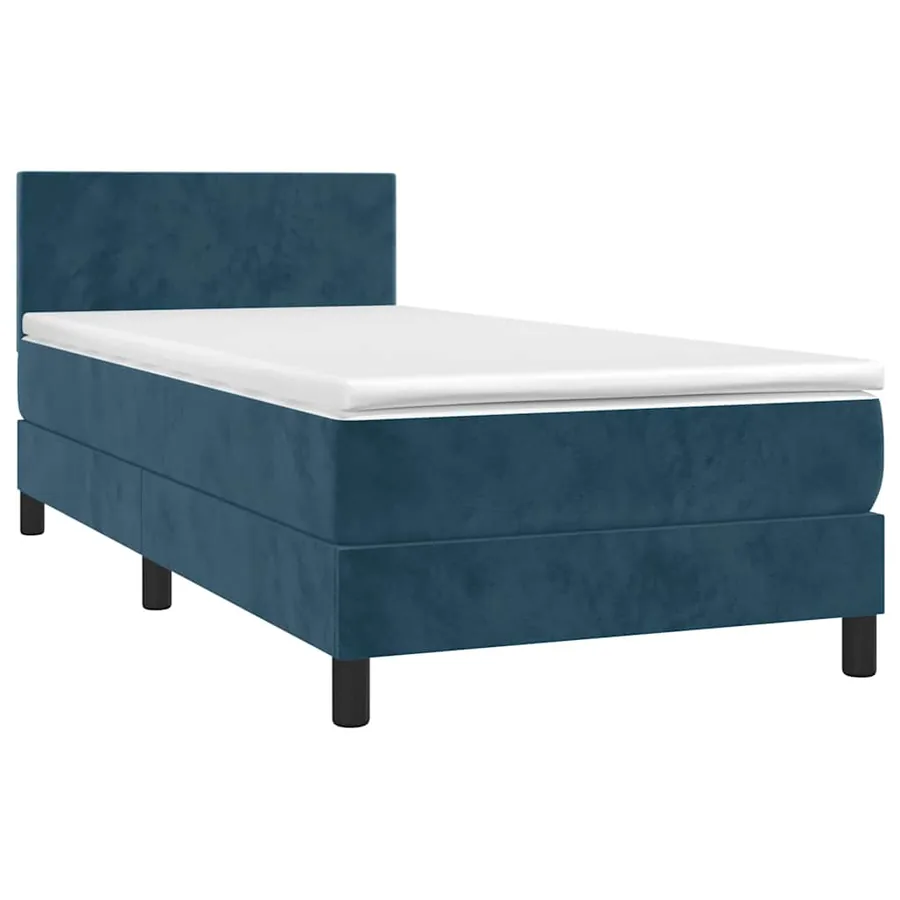 Sommier à lattes de lit avec matelas et LED Bleu foncé 90x190cm - 3