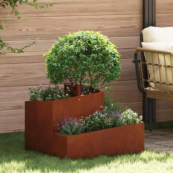 Cache-pot de jardin Rouillé 60 x 60 x 50 cm Acier patiné