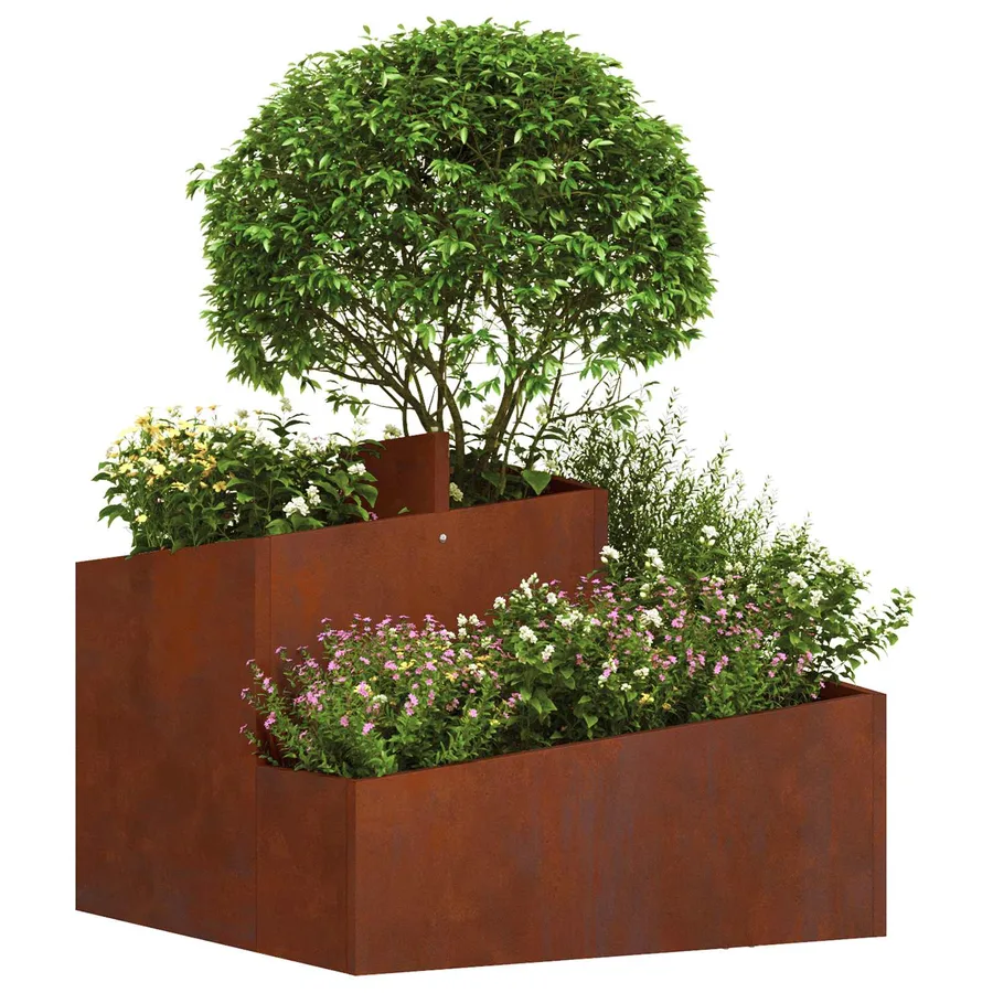 Cache-pot de jardin Rouillé 60 x 60 x 50 cm Acier patiné - 3