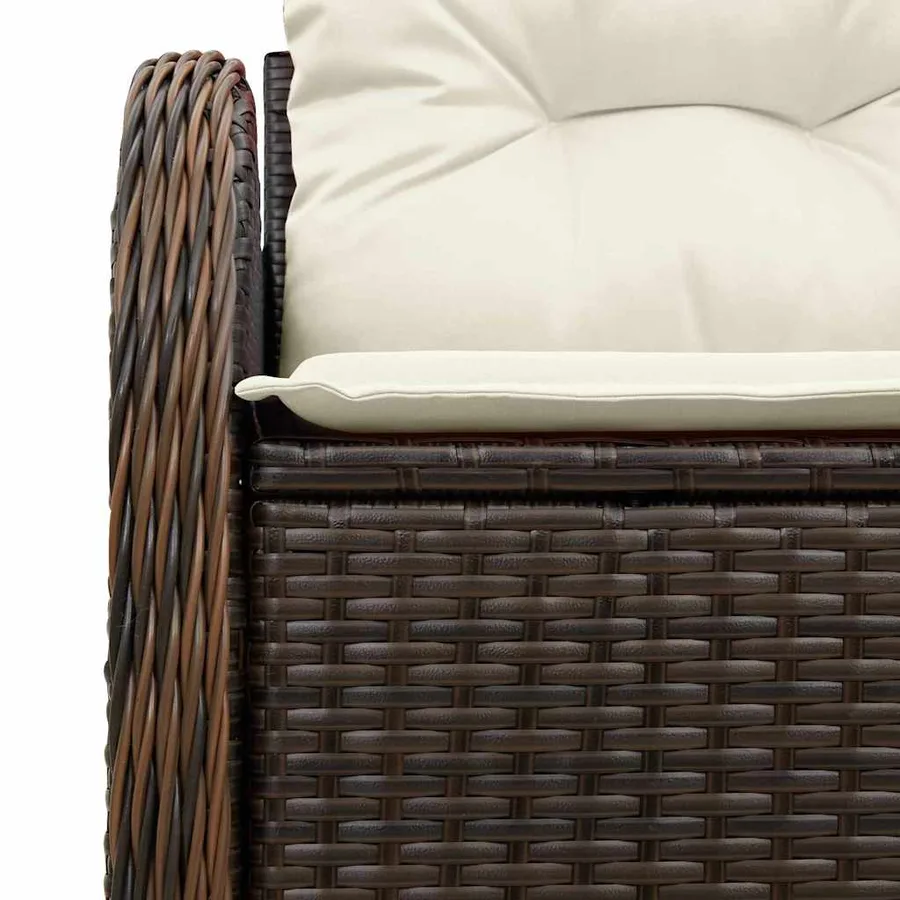 Canapé de jardin avec coussin Marron 121 x 62 x 69cm polyrotin - 5