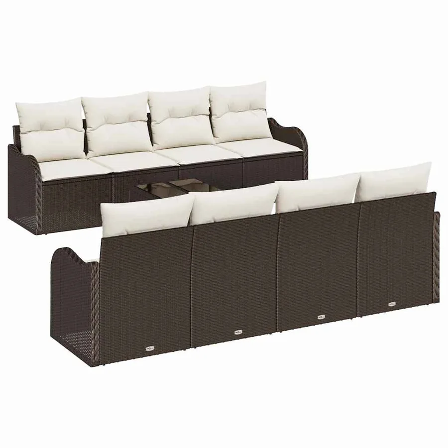 Ensemble de canapé de jardin Marron 55 x 55 x 37 cm polyrotin - 2