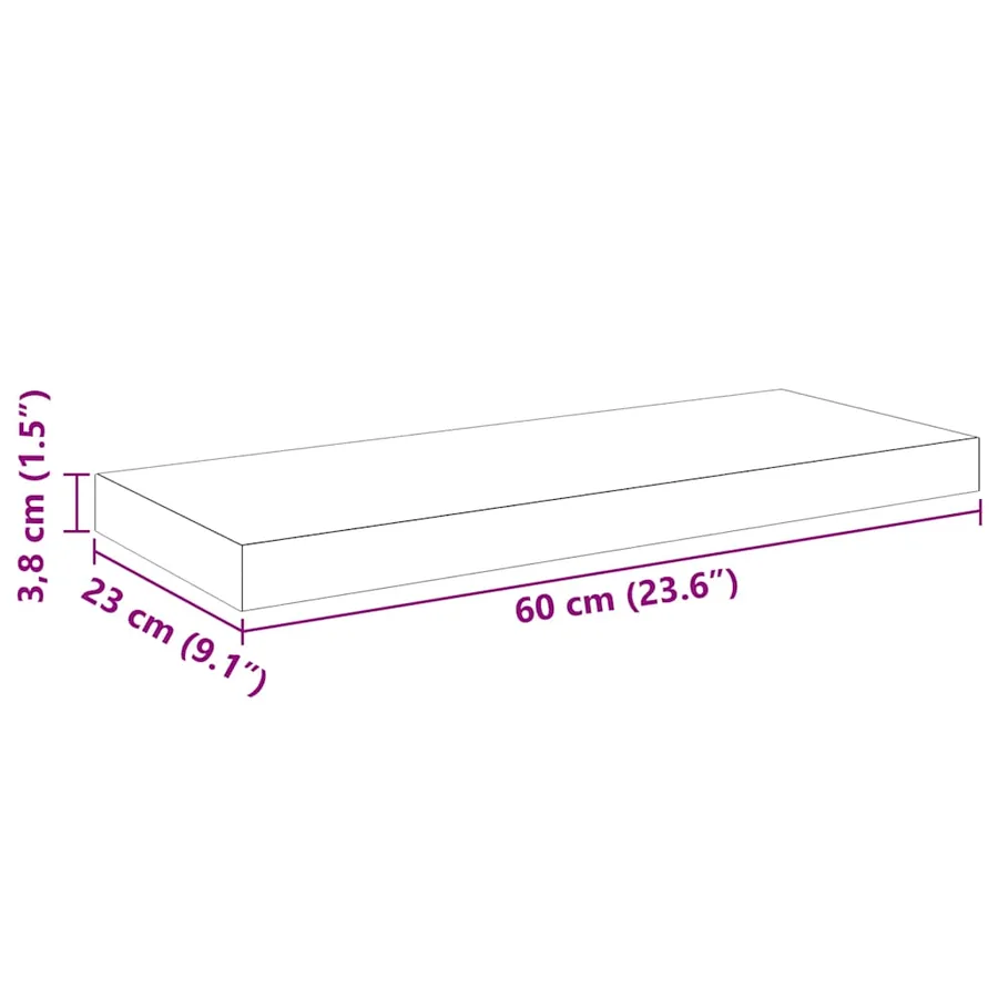 Étagère murale flottante Noir 60x23,5x3,8 cm MDF - 14
