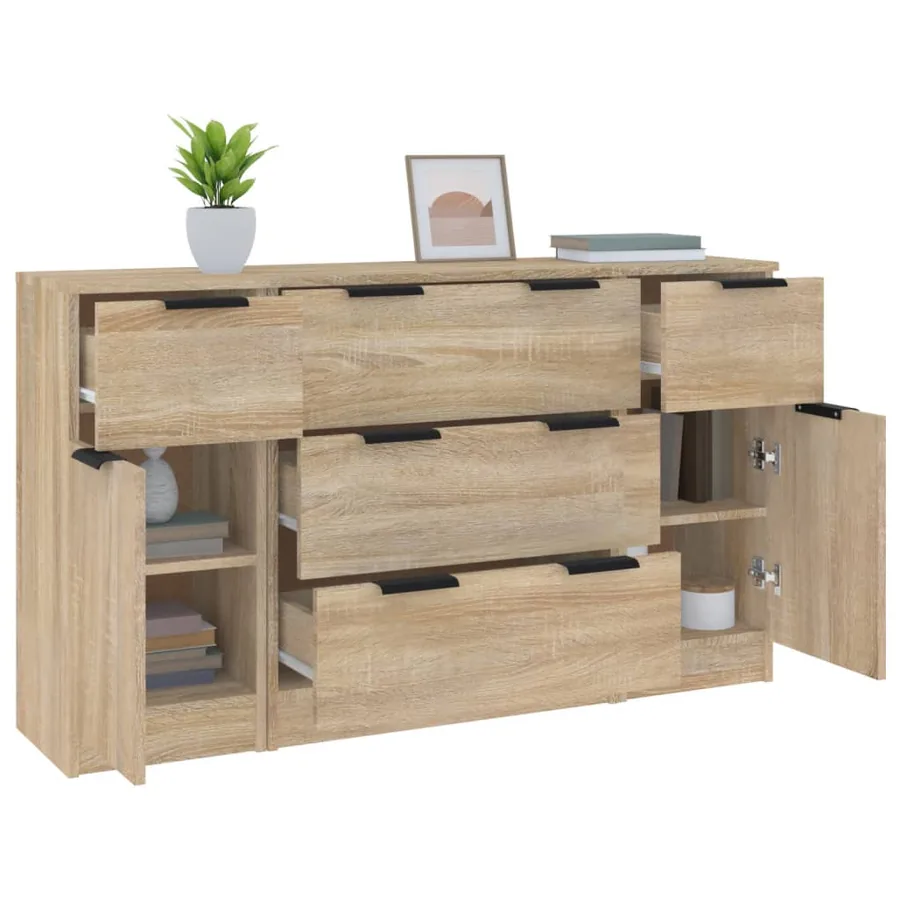 Ensemble de buffets 3 pcs Chêne sonoma Bois d'ingénierie - 4
