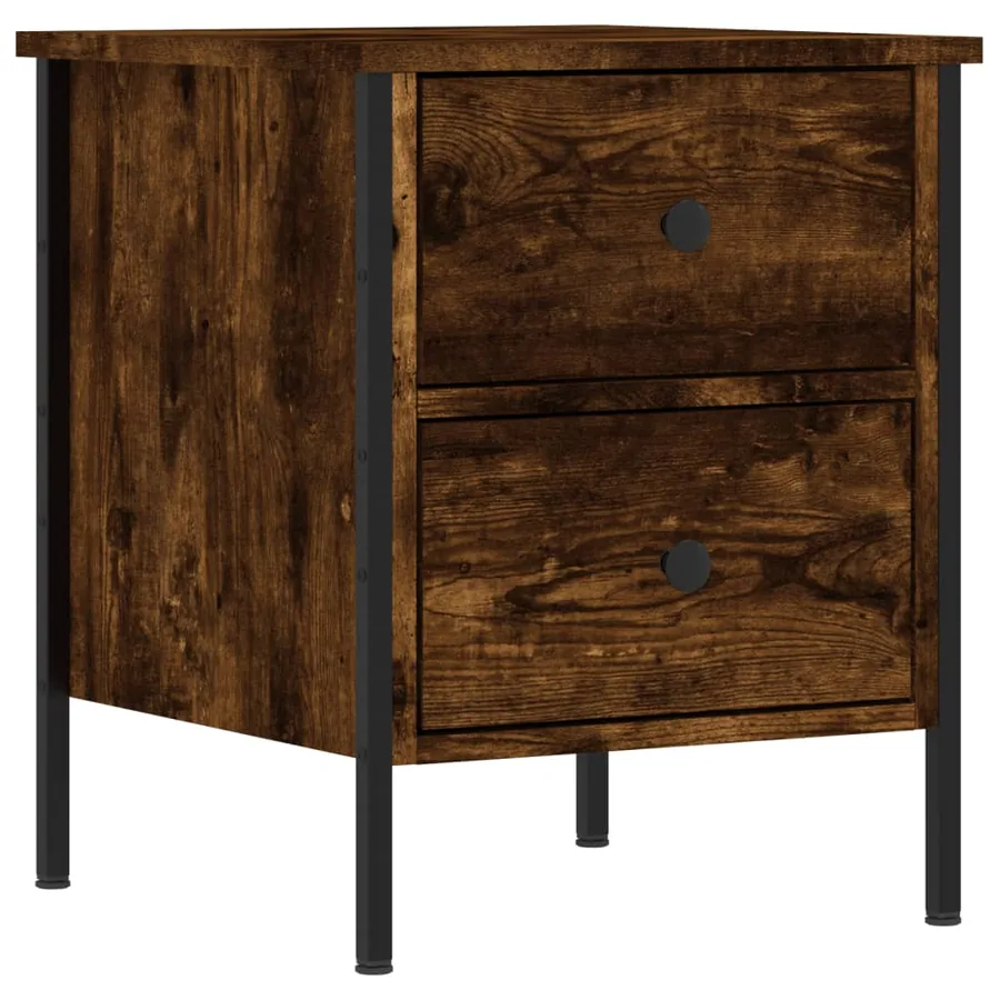Table de chevet chêne fumé 40x42x50 cm bois d'ingénierie - 2