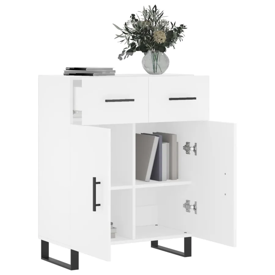 Buffet blanc 69,5x34x90 cm bois d'ingénierie - 4