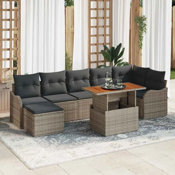 Ensemble de canapé de jardin avec coussin 8 pcs Gris