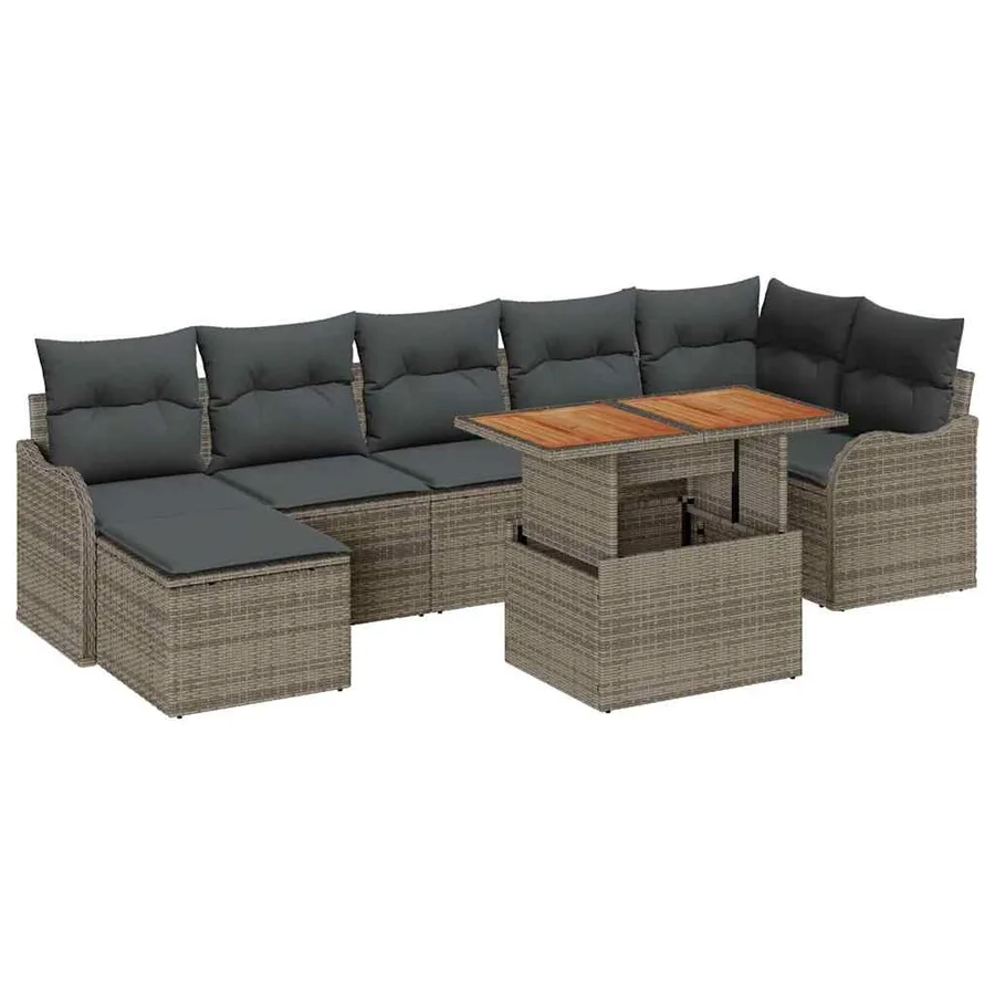 Ensemble de canapé de jardin avec coussin 8 pcs Gris - 2
