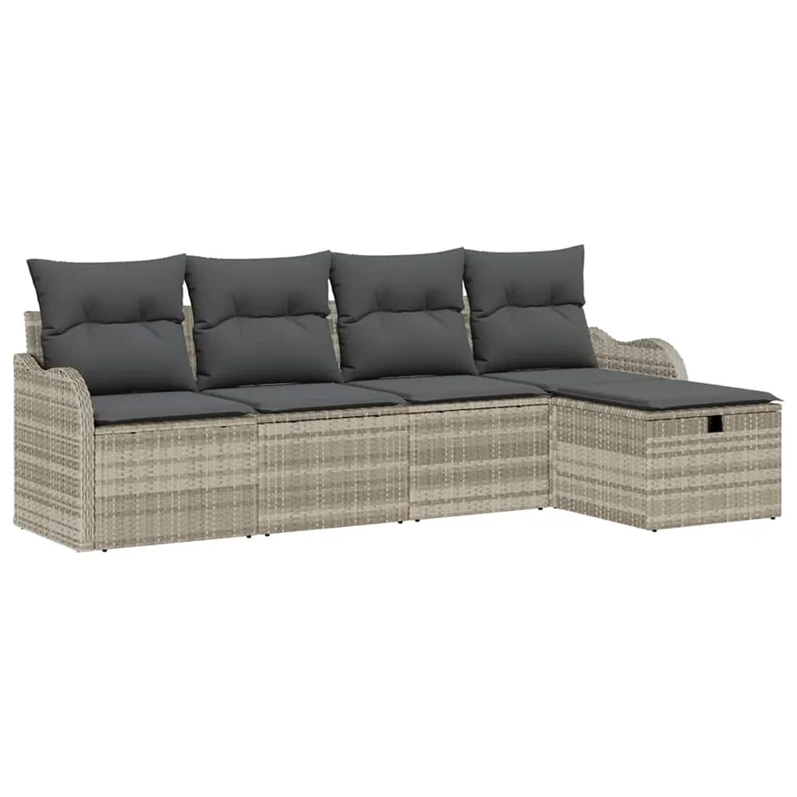 Ensemble de canapé de jardin 5 pcs Gris clair Poly rotin - 2