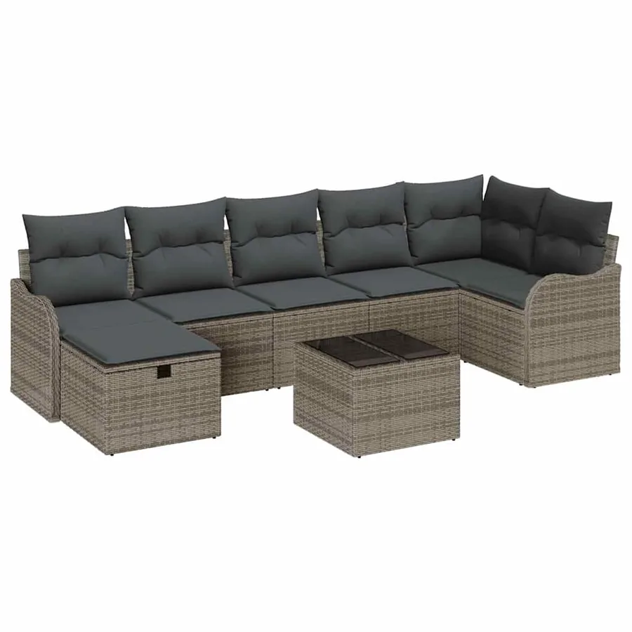 Ensemble de Canapés avec coussin avec stockage Gris polyrotin - 2