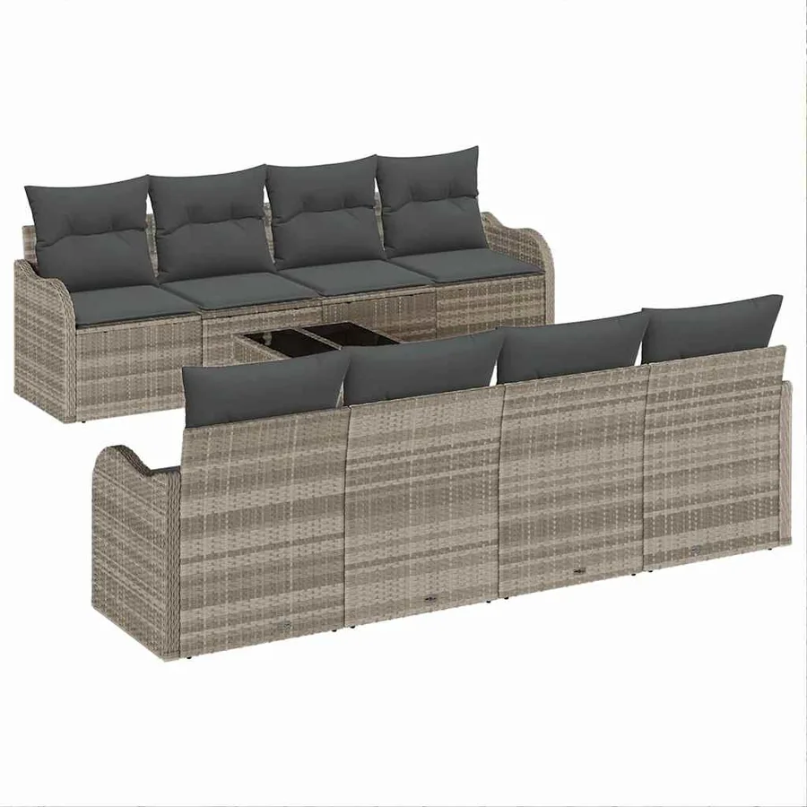Ensemble de canapé de jardin 9 pcs Gris clair et gris foncé - 2