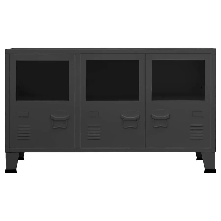 Buffet industriel Anthracite 105x35x62 cm Métal et verre - 3
