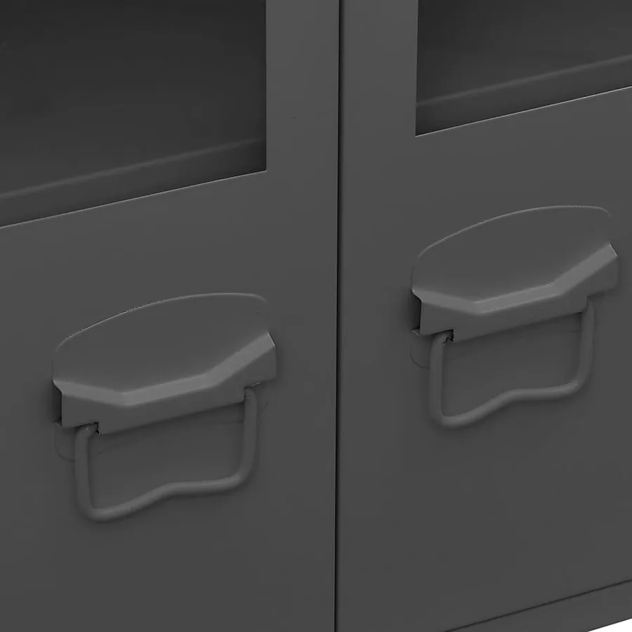 Buffet industriel Anthracite 105x35x62 cm Métal et verre - 7