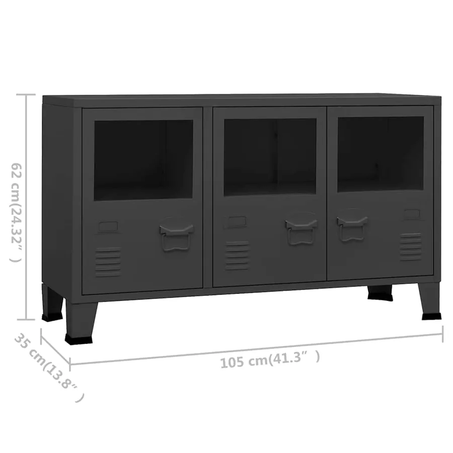 Buffet industriel Anthracite 105x35x62 cm Métal et verre - 9