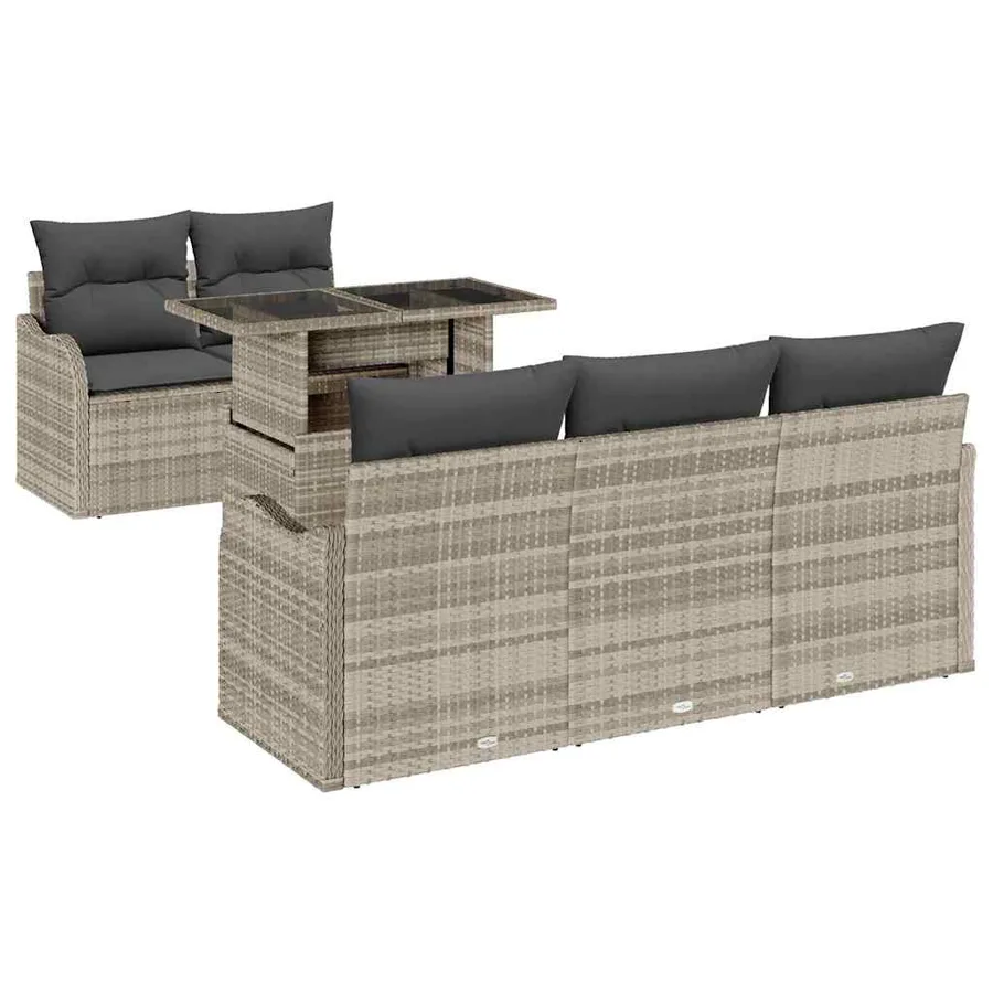 Ensemble de canapé de jardin 6 pcs Gris clair Poly Rattan - 2