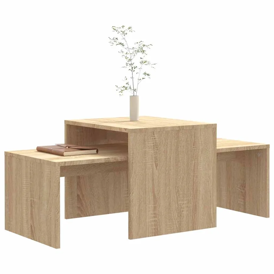 Ensemble de tables basses Chêne sonoma bois d’ingénierie - 3
