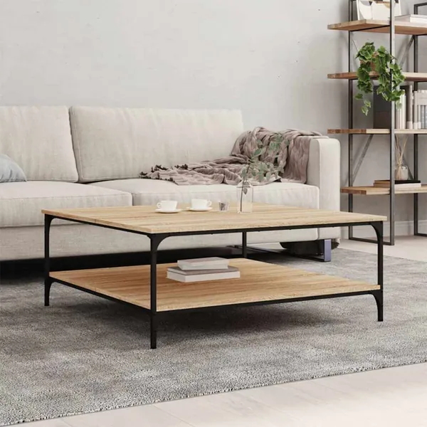 Table basse chêne sonoma 100x100x40 cm bois d'ingénierie