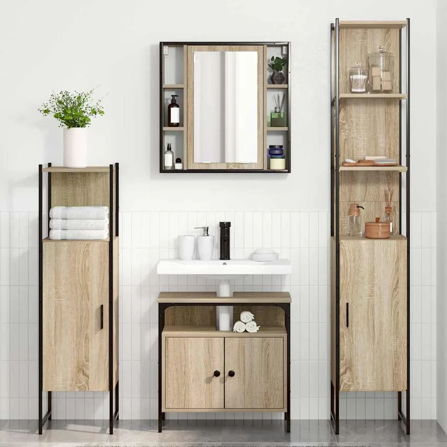 Ensemble de mobilier de salle de bain 4 pcs Chêne Sonoma - 4