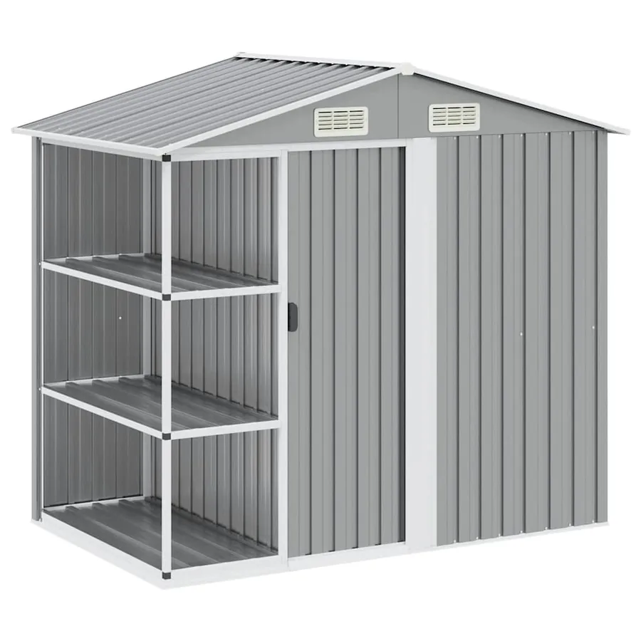 Abri de jardin avec étagère Gris 205x130x183 cm Fer - 2