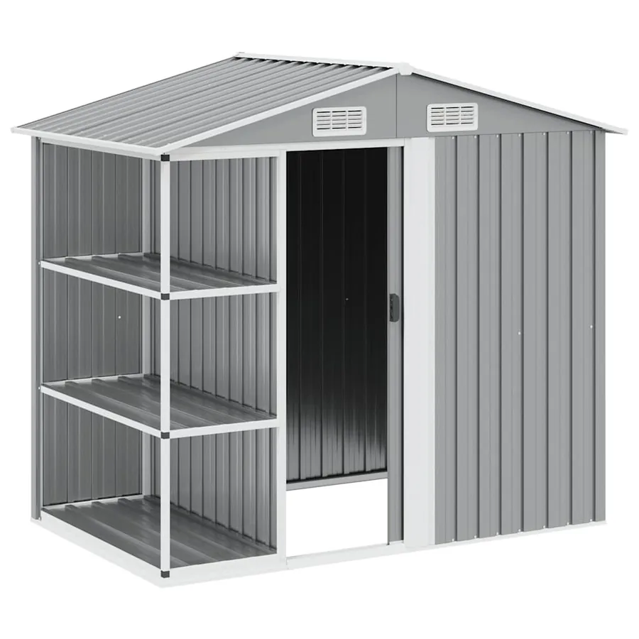 Abri de jardin avec étagère Gris 205x130x183 cm Fer - 3