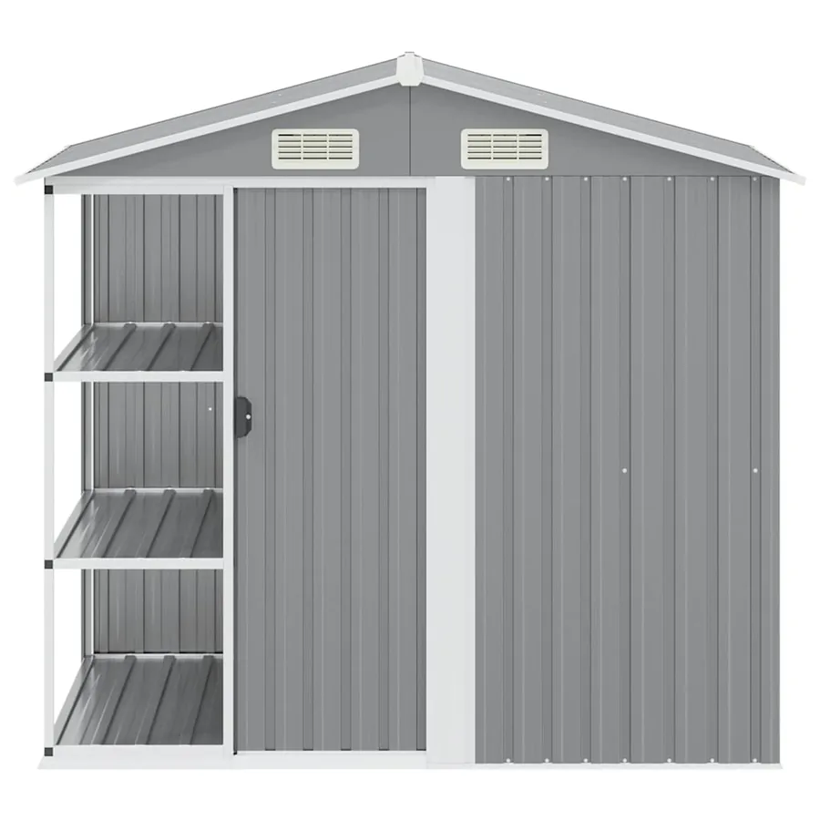 Abri de jardin avec étagère Gris 205x130x183 cm Fer - 4