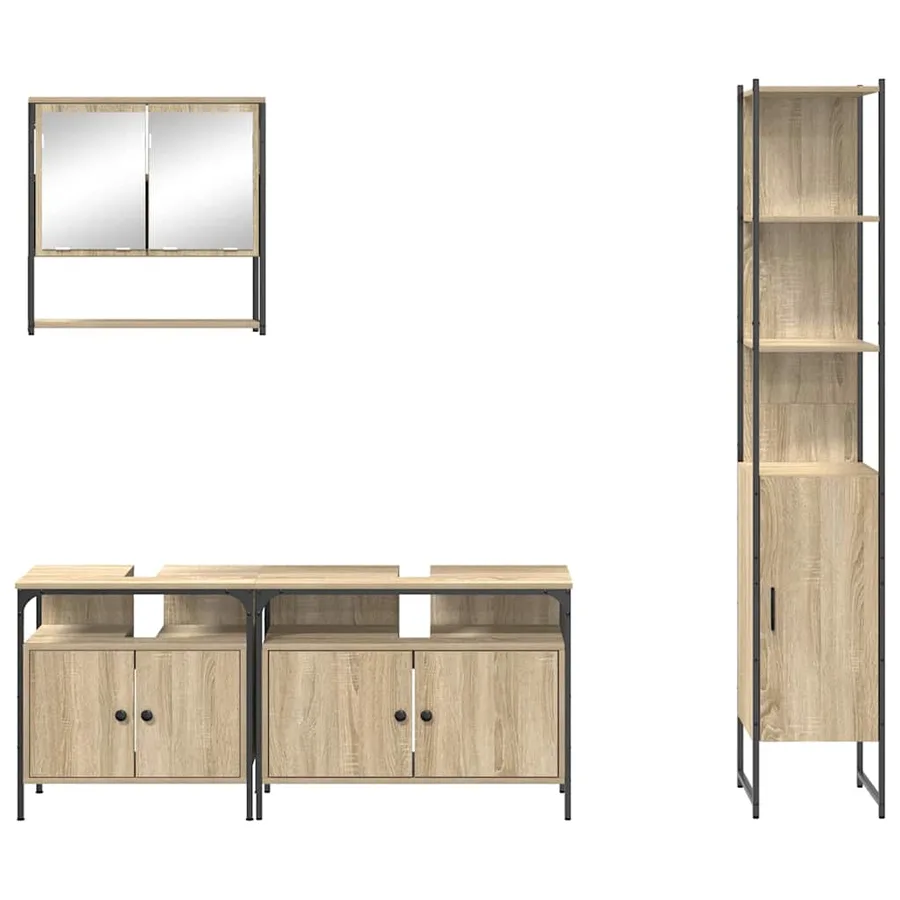 Ensemble de mobilier de salle de bain 4 pcs Chêne Sonoma - 9