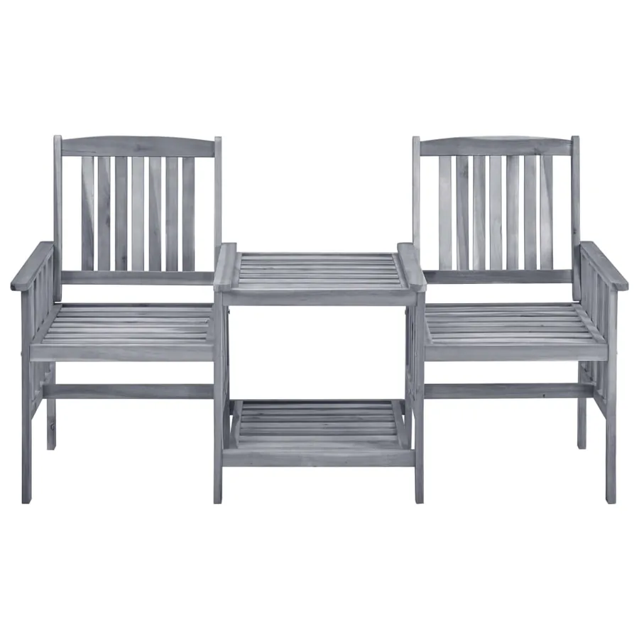 Chaises de jardin avec table à thé et coussins Acacia solide - 3