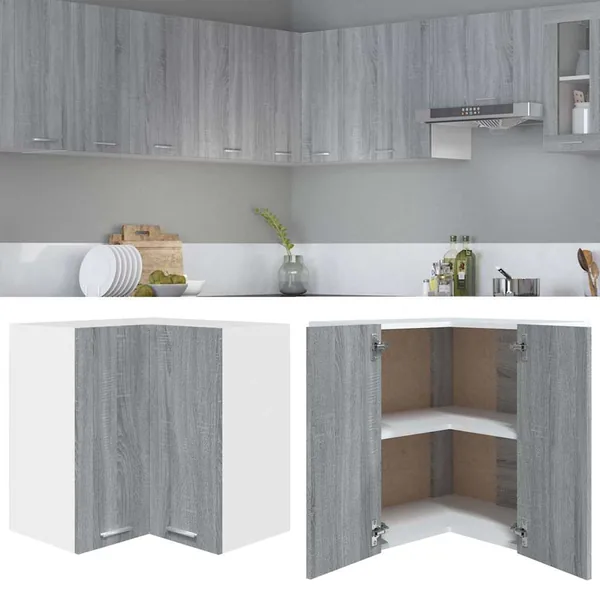 Armoire d'angle suspendue "Lyon" Gris Sonoma 57 x 57 x 60 cm Bois d'ingénierie