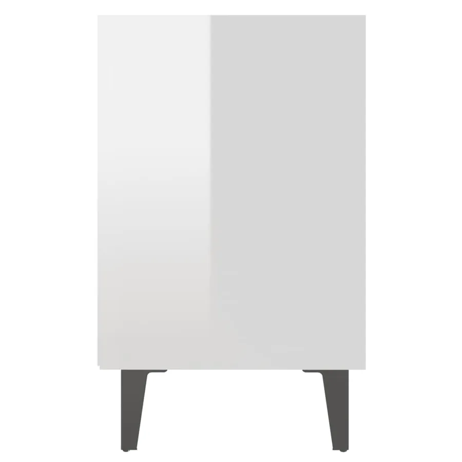 Table de chevet avec pieds en métal blanc brillant 40x30x50 cm - 5