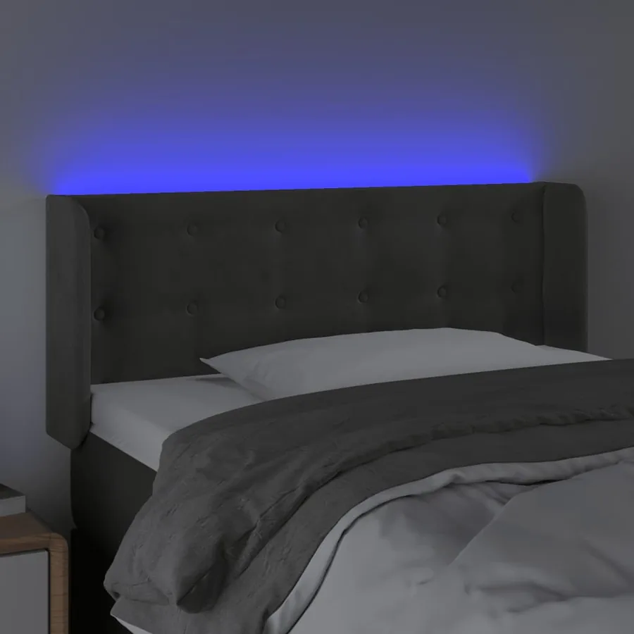 Tête de lit à LED Gris foncé 93x16x78/88 cm Velours - 4