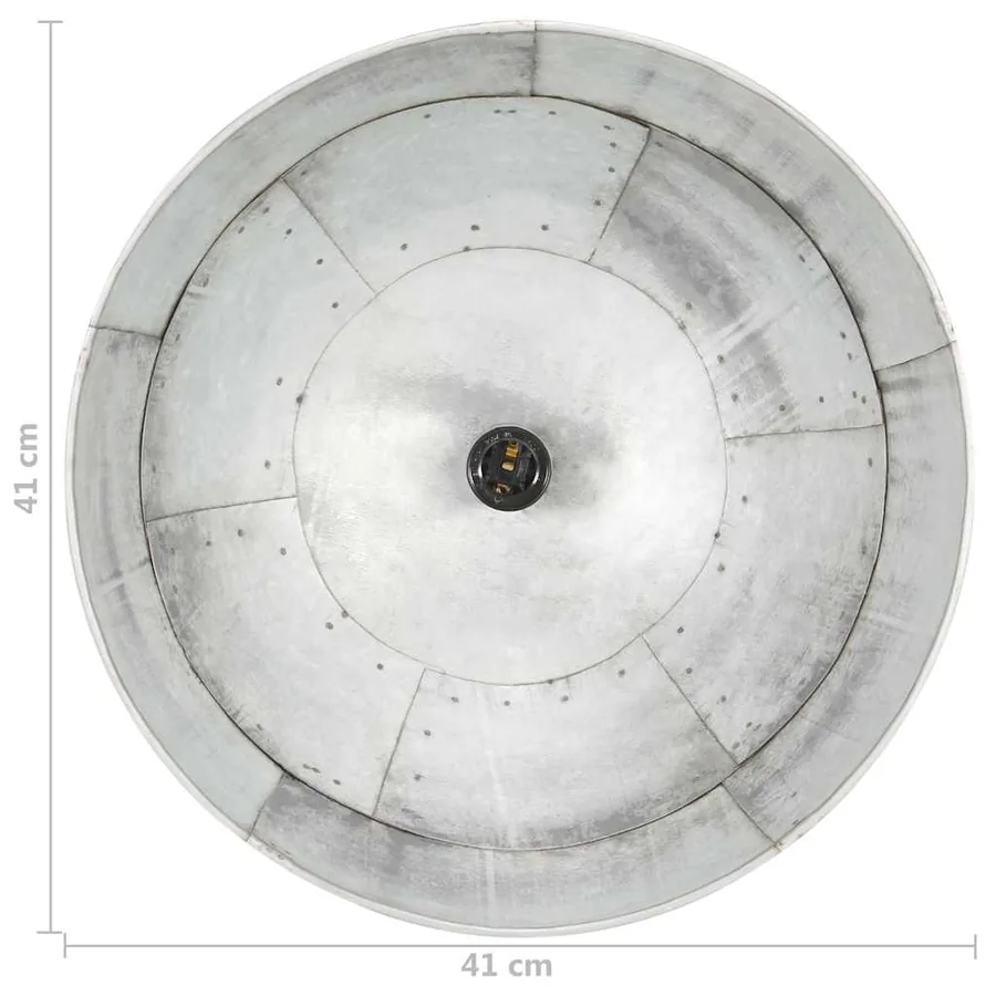 Lampe suspendue industrielle vintage 25 W Argenté Rond 41cm E27 - 10