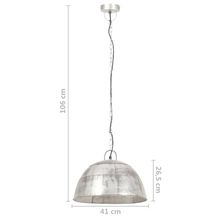 Lampe suspendue industrielle vintage 25 W Argenté Rond 41cm E27 - 11