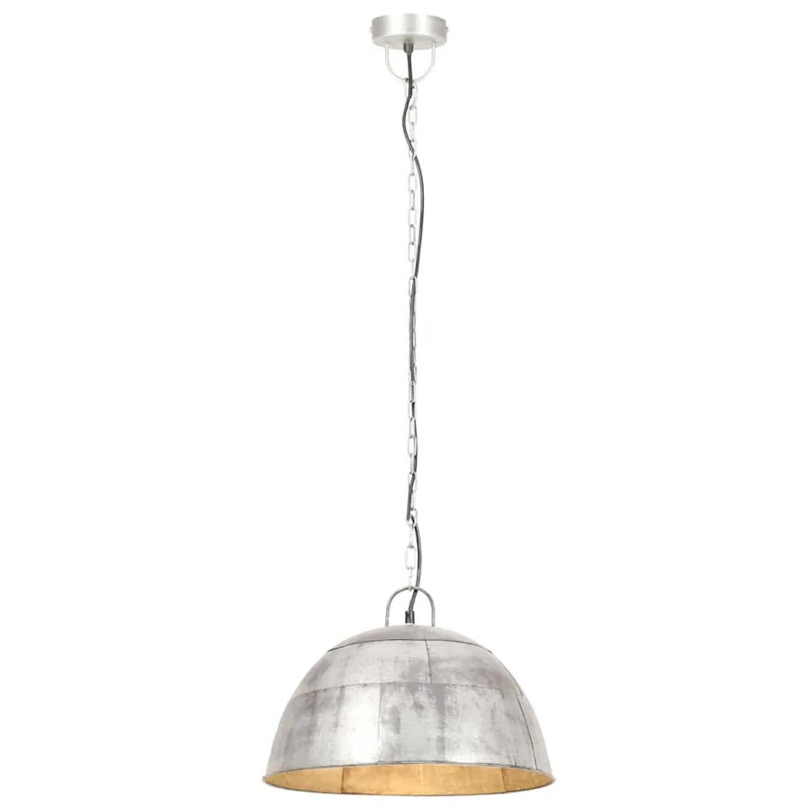 Lampe suspendue industrielle vintage 25 W Argenté Rond 41cm E27 - 3