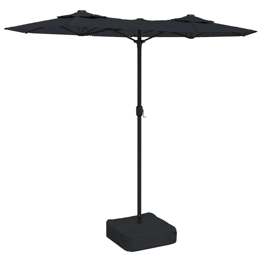 Parasol de jardin à double tête noir 316x145 cm - 2