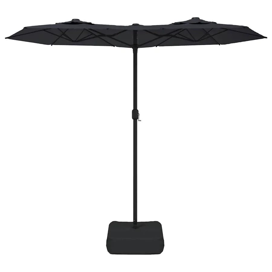 Parasol de jardin à double tête noir 316x145 cm - 3