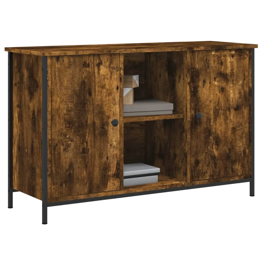 Meuble TV chêne fumé 100x35x65 cm bois d'ingénierie - 3