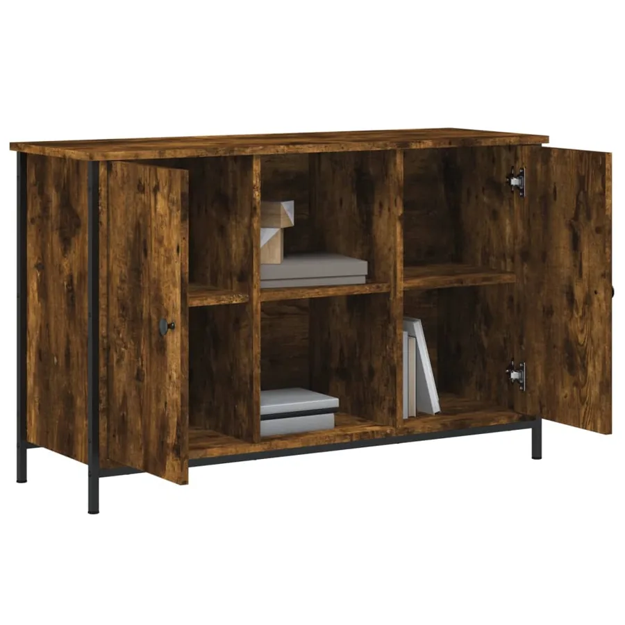 Meuble TV chêne fumé 100x35x65 cm bois d'ingénierie - 4