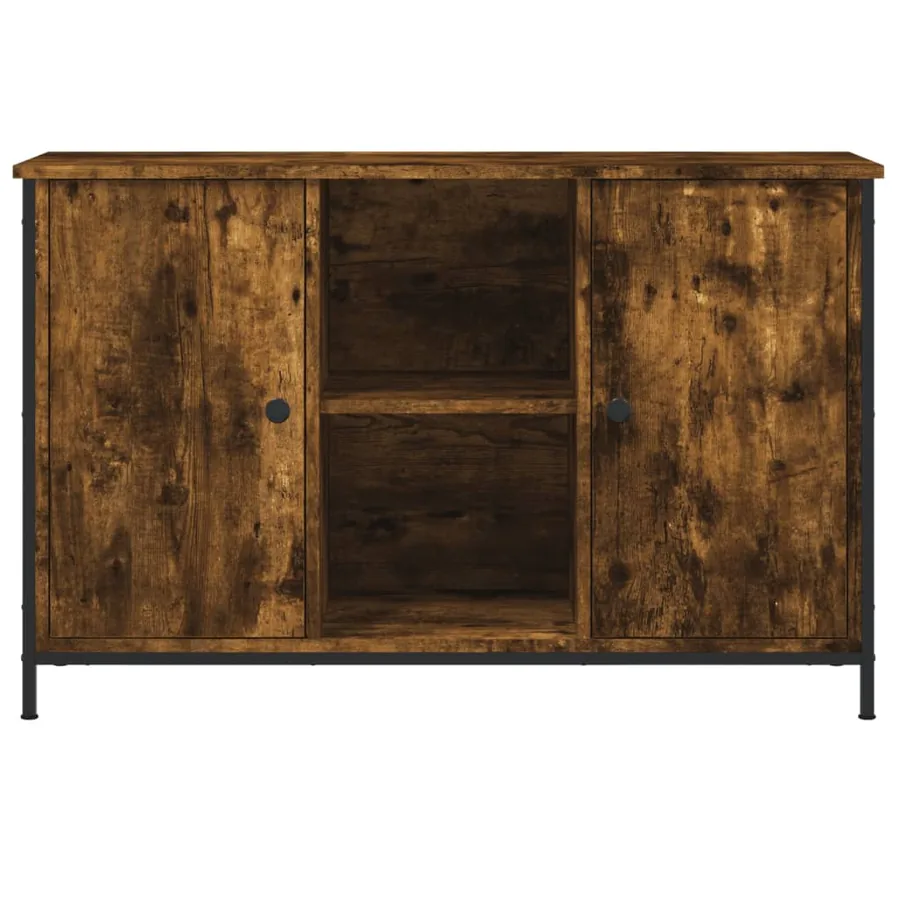 Meuble TV chêne fumé 100x35x65 cm bois d'ingénierie - 5