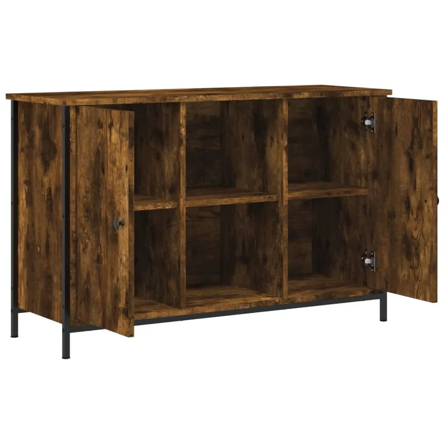 Meuble TV chêne fumé 100x35x65 cm bois d'ingénierie - 6