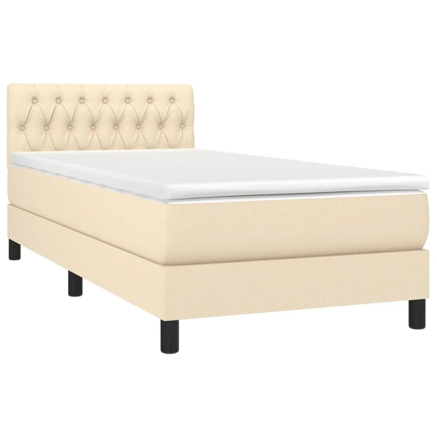 Sommier à lattes de lit avec matelas LED Crème 90x200 cm Tissu - 3