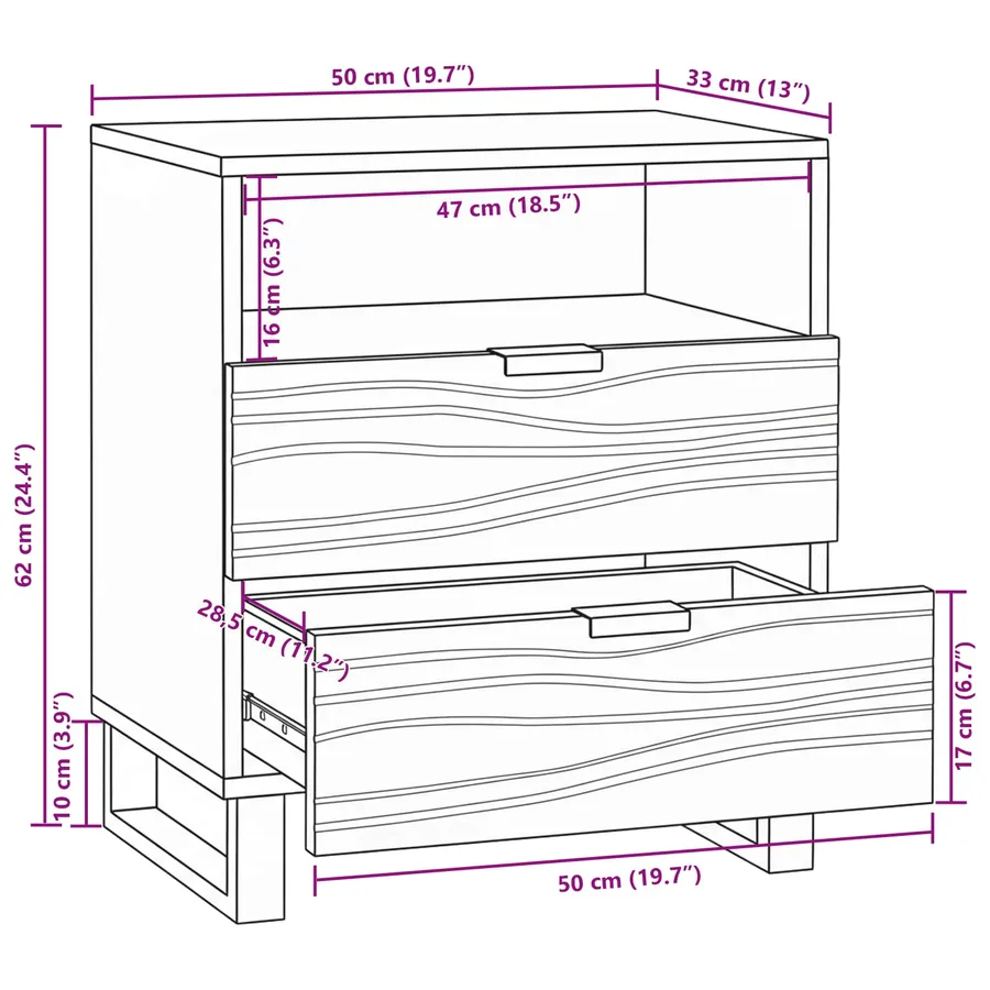 Table de chevet Noyer 50 x 33 x 62 cm Bois d'ingénierie - 11