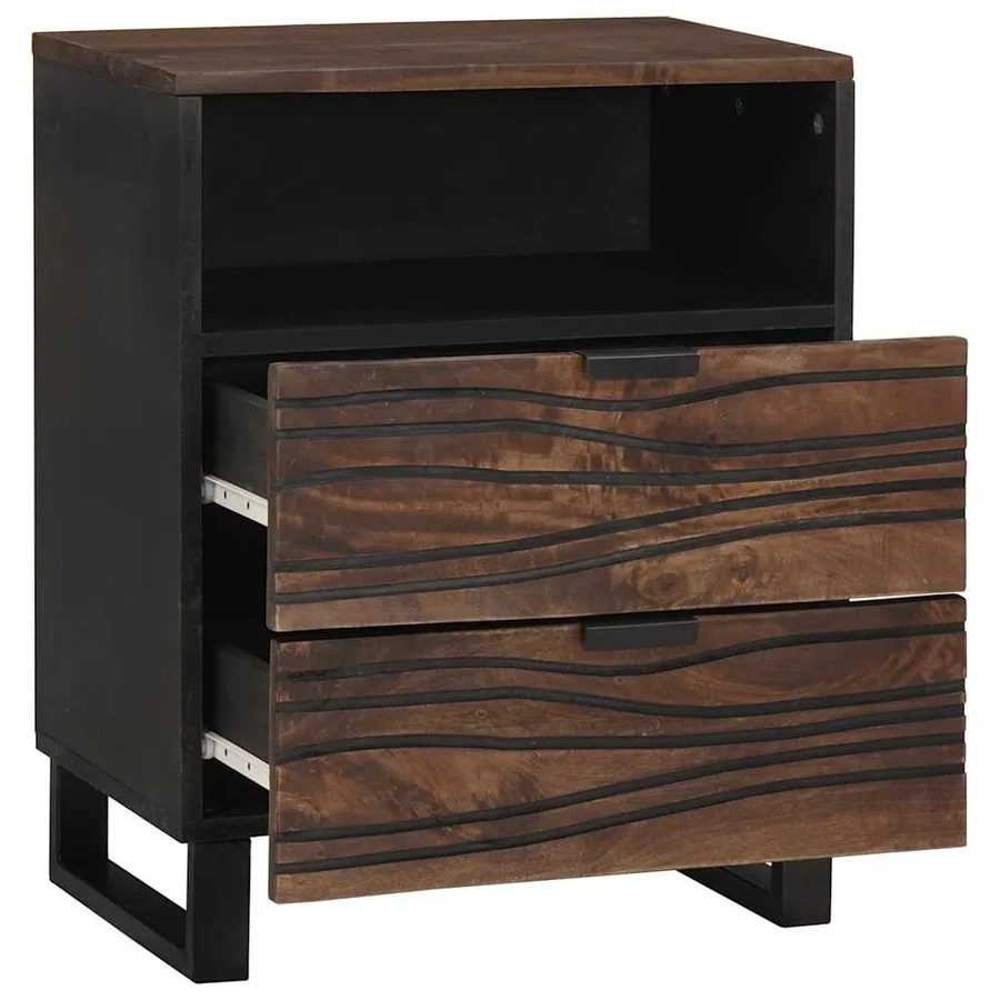 Table de chevet Noyer 50 x 33 x 62 cm Bois d'ingénierie - 2