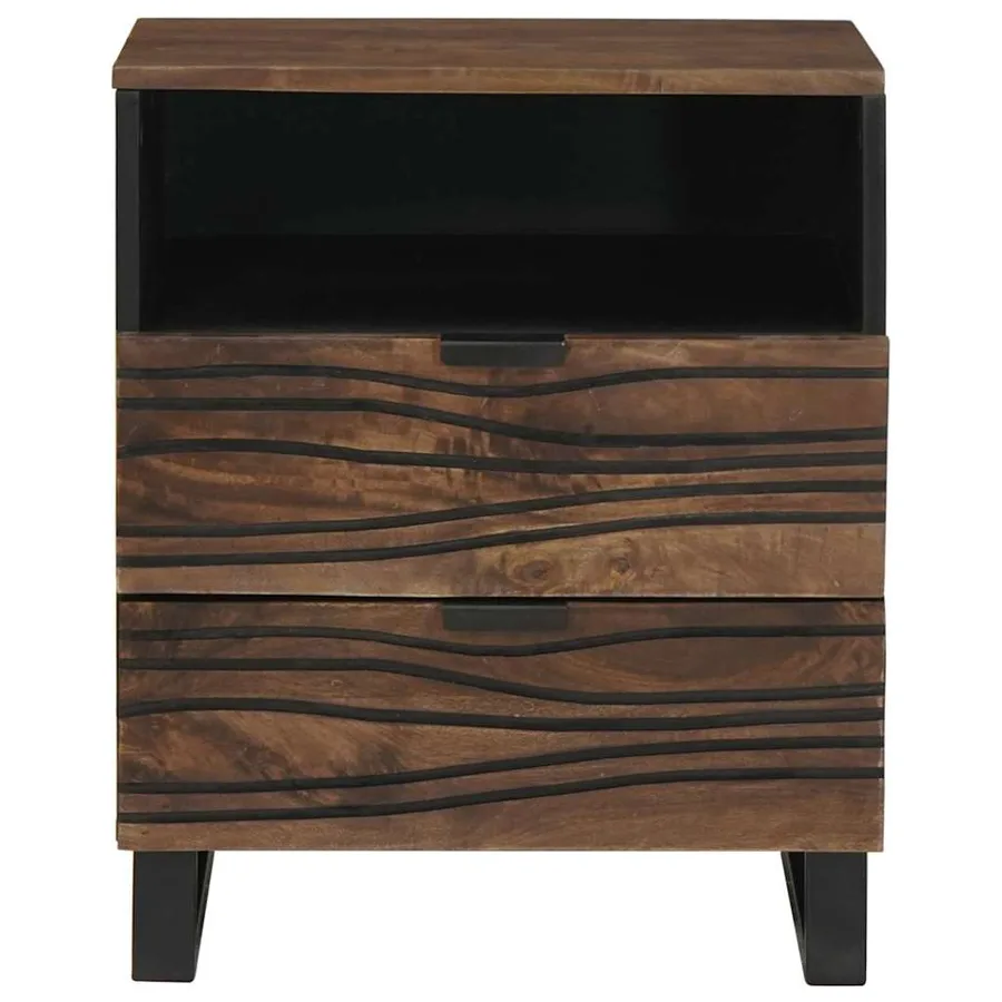 Table de chevet Noyer 50 x 33 x 62 cm Bois d'ingénierie - 3