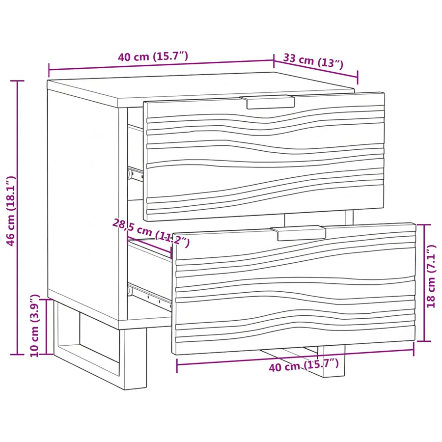 Table de chevet 2 pcs Noyer 40 x 33 x 46 cm Bois d'ingénierie - 13