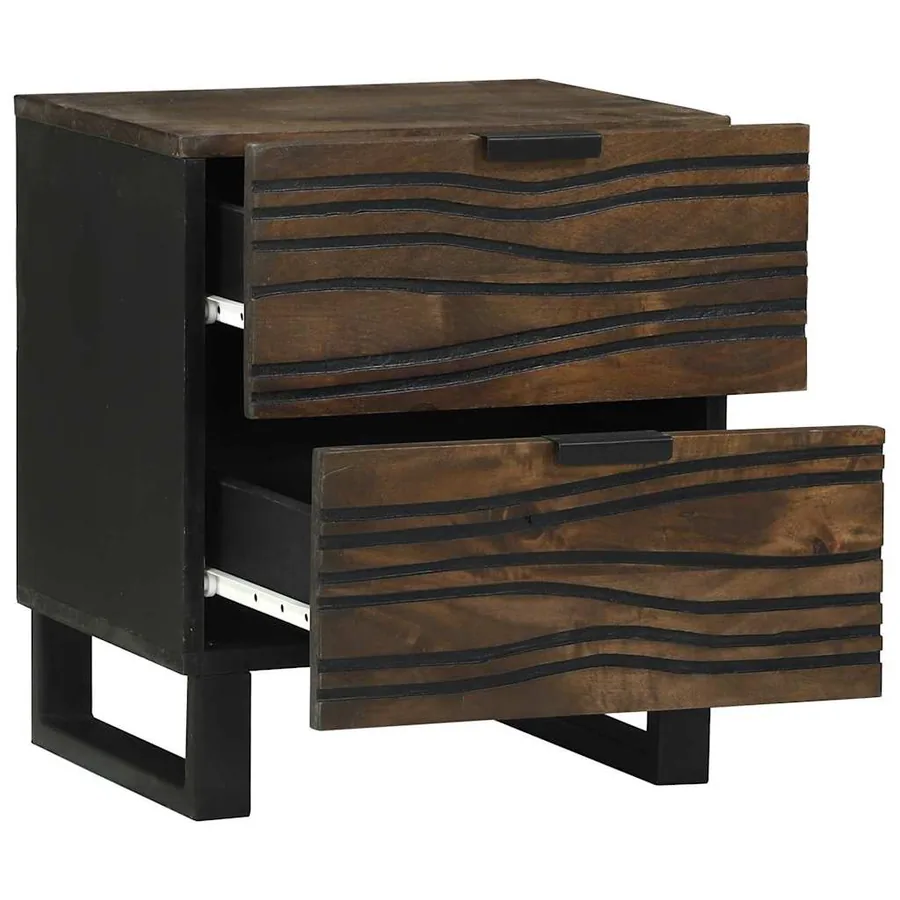 Table de chevet 2 pcs Noyer 40 x 33 x 46 cm Bois d'ingénierie - 2