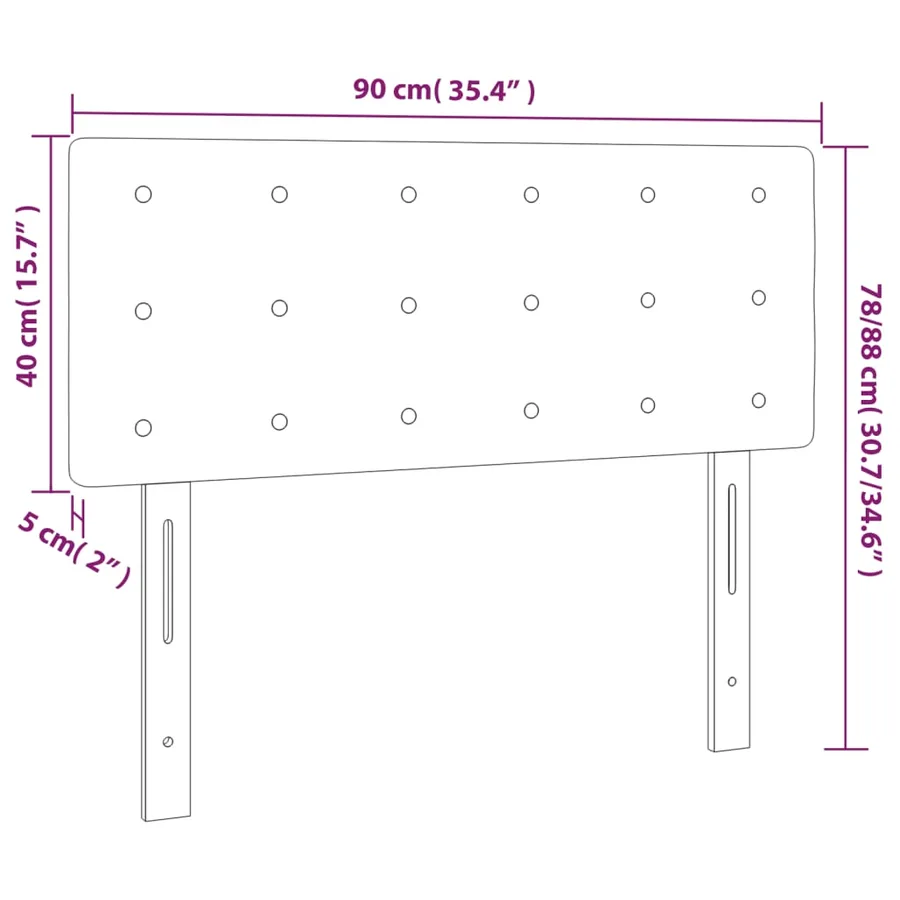 Tête de lit Gris foncé 90x5x78/88 cm Velours - 8