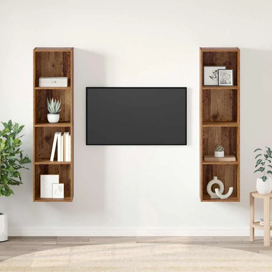 Ensemble meuble TV 2 pcs Marron 37 x 37 x 142,5 cm