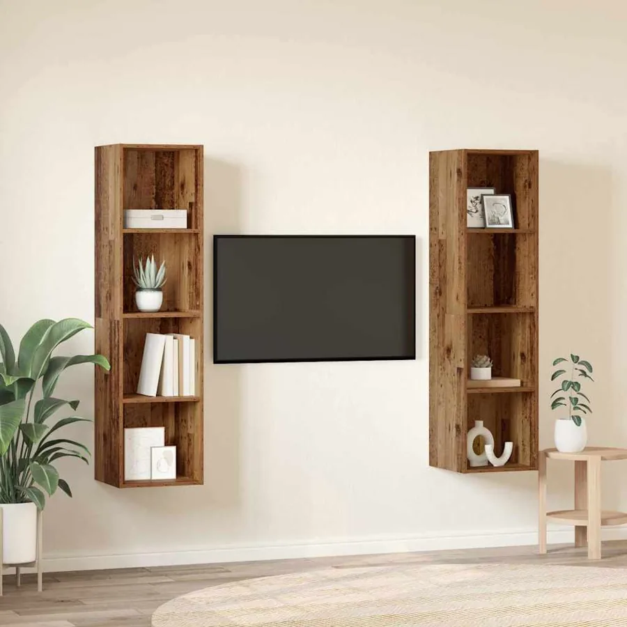 Ensemble meuble TV 2 pcs Marron 37 x 37 x 142,5 cm - 4