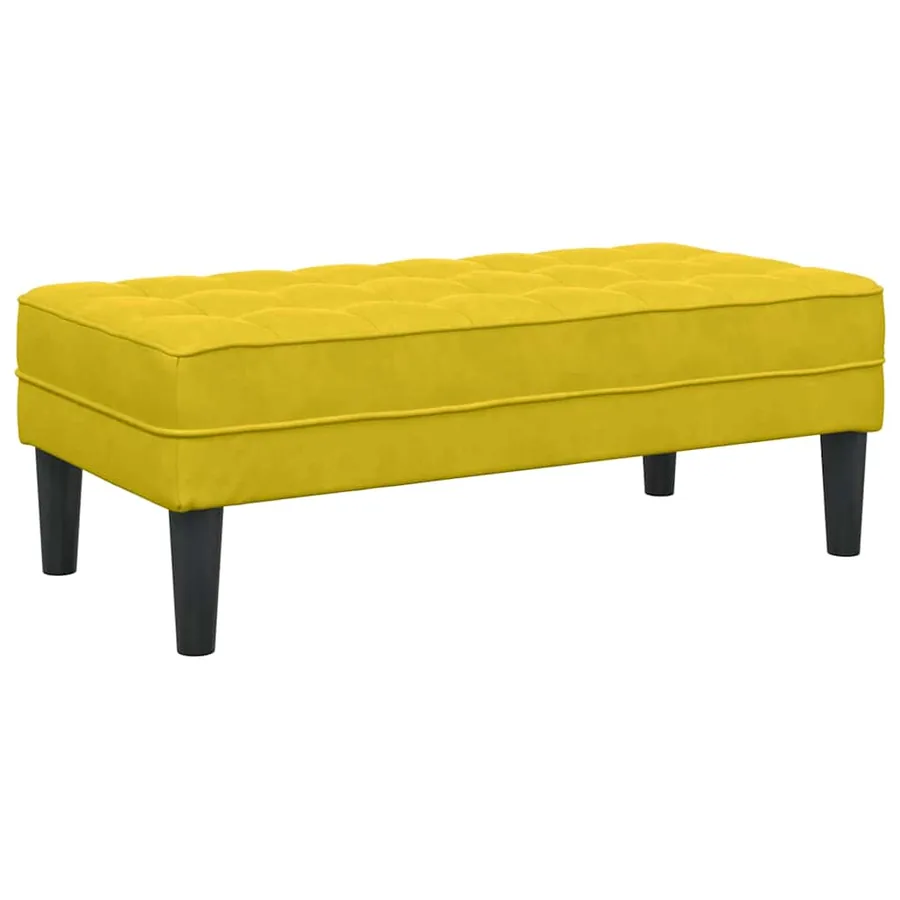 banc avec coussin Jaune 113 x 57 x 39 cm Velours - 2